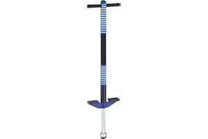 Relaxdays Pogo Stick, für Kinder, Springstock bis 35 kg, gepolststert, Sprungstab Outdoor, rutschfest, Edelstahl, blau