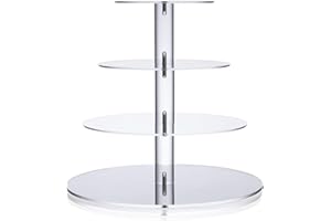 ULIFEME Cupcake Stand 4 Livelli Alzatia per Compleanno, Nuziali & Buffet, Acrilico Spessore 4mm, Diametro Rotondo 12''/10''/8''/6'', Supporto per Focaccina e Torte, Facile da Montare