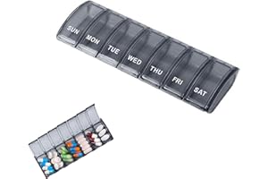 Ikadiya Tablettenbox 7 Tage, Wöchentlicher Pillendose 7 Tage, Tragbare Tablettenbox, für Vitamine, Nahrungsergänzungsmittel und Medikamente (Blau)