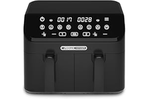 ProLux Concepts 9L Family Size Digital Air Fryer: Dual Basket with Rapid Air Circulation | Healthier Cooking with Less Fat | 2000W Twin Basket Sync Finish with Dual Zone & 60 Minute Timer