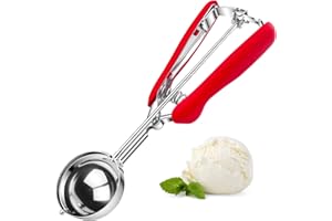 Maxentico Cuchara Helado Bola 5 cm, Cuchara de Helado Inoxidable, Ice Cream Scoop con Gatillo, Cuchara para Bolas de Helado, Sacabolas Helado, para Helado, Fruta, Albóndigas, Masa para Galletas