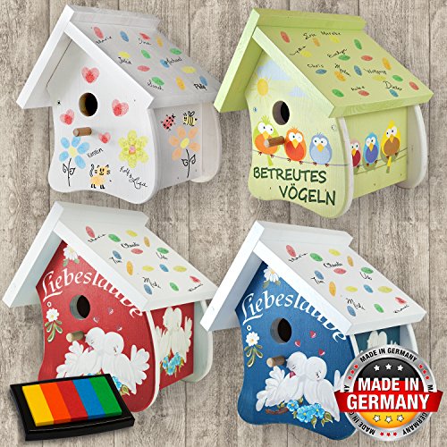 Gästebuch zur Hochzeit, Hochzeitsgeschenk, Hochzeitsspiel: Das Vogelhäuschen zur Hochzeit – Fingerabdrücke der Hochzeitsgäste auf dem Vogelhaus – das völlig neue Gästebuch zur Hochzeit (fingerprint art für den Hochzeitsbaum) - 8