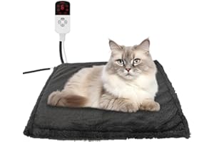 Voarge Manta Eléctrica Para Perros y Gatos - 9 Niveles de Temperatura, Lavable, Térmica Suave Para Recién Nacidos/Gatos Pequeños y Perros - 45 x 45 cm