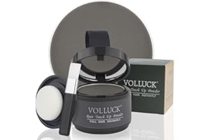 VOLLUCK Retoca Raices, Natural de Larga Duración Polvos Pelo Hombre Mujer Disimular Calvicie, Impermeable Cubre Canas Fibras Capilares 4g (Gris)