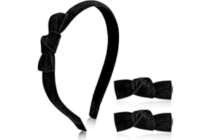 MBAIYO 3 Stück Schwarz Samt Haarreif und Schleifen Set, Elegante Schleife Haarspange Bogen Stirnbänder Kleines Haarnadel Mit Alligator Clips Süßes Haarbänder Hair Accessories für Frauen Mädchen