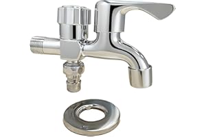 NOTHERS Grifo Lavadora Doble, Jardin Fría Patio Exterior, Doble Salida Montado En La Pared, Para Cocina, Lavandería, Terraza, Baño