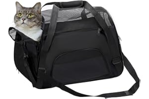 DONYER POWER Soft Sided Pet Carrier for Dogs & Cats Comfort Airline Approved Under Seat Travel Tote Bag, Reisetasche für Kleintiere mit Mesh Top und Sides, Black S