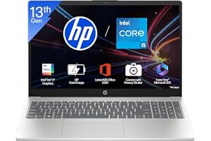 HP Laptop 15, Intel Core i5-1334U-13th Gen, (16GB DDR4,512GB SSD) Anti-Glare, Micro-Edge, FHD, 15.6''/39.6cm, Win11, M365 Basic(1yr)* Office, Silver, 1.59kg, Iris Xe, FHD Camera w/Shutter