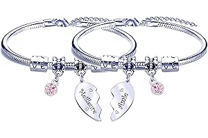 FGHJK Bracelet d'Amitié - Cadeau pour Meilleure Amie, Anniversaire, Noël - 2 Pièces - Femme