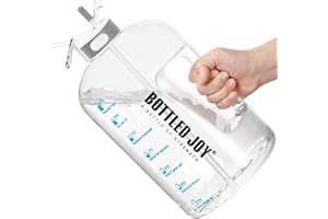 JIMACRO Butelka na Wodę, 1 Gallon Butelka na Wodę ze Słomką i Uchwytem Bez BPA, Butelka na Wodę do Codziennego Spożycia z Funkcją śledzenia Czasu, Która Przypomina Czas Picia, Idealna do Nawodnienia