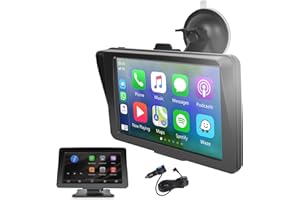 HODOZZY Przenośny ekran Apple Carplay, bezprzewodowy Android Auto, Display AirPlay/Mirror Link Car Multimedia Player, Bluetooth, zestaw głośnomówiący, 7 cali, ekran dotykowy, radio samochodowe, odbiornik FM,