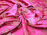 Breite: 114,3 cm/1,12 Meter Chinesischer Satin Drache Brokat Kleid Stoff Cerise Pink - Meterware + Gratis Minerva Crafts Craft Guide