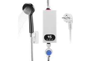 GXPJYCFOB Mini chauffe-eau électrique, 220 V 5500 W Chauffe-eau électrique sans réservoir avec affichage numérique LCD et boutons tactiles, Chauffe-eau sans réservoir (Square)