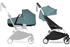 BABYZEN Cochecito Completo YOYO2 - Incluye YOYO Capazo (Aqua), Chasis (Blanco) & YOYO Pack 6+ Color (Aqua) - Para Niños Hasta 22 kg
