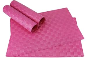 MATCHES21 HOME & HOBBY matches21 - Set di 4 tovagliette in plastica intrecciata, 45 x 30 cm, colore: rosa/lavabile