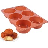 Holzsammlung Pack Of 1 Round Chocolate Cookie Molds, 6 Cavity Silicone Baking Molds As Muffin Mold, Cheesecake Mold, Brownie
