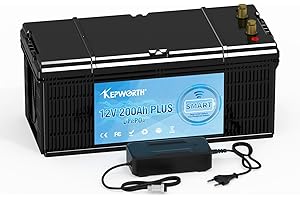 TCBWORTH Bluetooth Lifepo4 Batterie 12v 200AH Lithium avec des cellules de qualité A et 200A BMS pour moteur de pêche à la traîne, camping, système solaire, applications domestiques, série et parallèle.