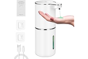 KKMOL Automatyczny dozownik mydła – P11 elektryczny dozownik mydła z czujnikiem, automatyczny dozownik mydła z 4-stopniową regulacją, wskaźnik poziomu baterii, montaż na ścianie, dozownik mydła do łazienki,
