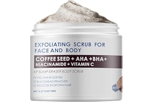 IREV KP Bump Eraser Body Scrub, Coffee Scrub with AHA BHA, Exfoliating Body Scrub for Bikini Area, Body Exfoliator Exfoliant for Chicken Skin Strawberry Leg Scrub