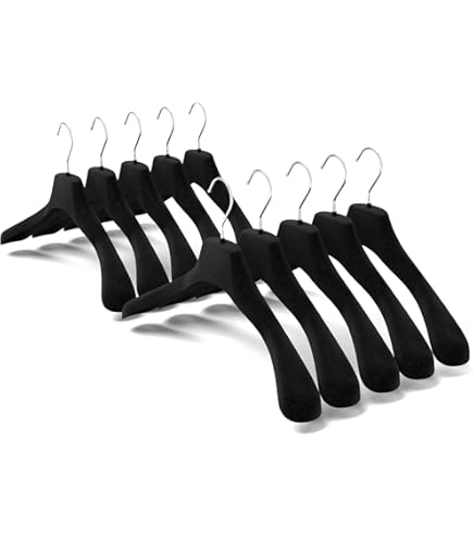 20 Grucce In Velluto Per Pantaloni Con Pinza Antiscivolo - Appendiabiti Eleganti Nero 36cm