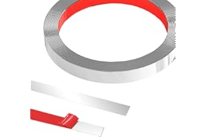 YUNLAISHAOCER 5 m x 1 cm Molduras de Pared, Molduras Decorativas Autoadhesivas de Acero Inoxidable, Molduras Laterales Decorativas de Color Plateado