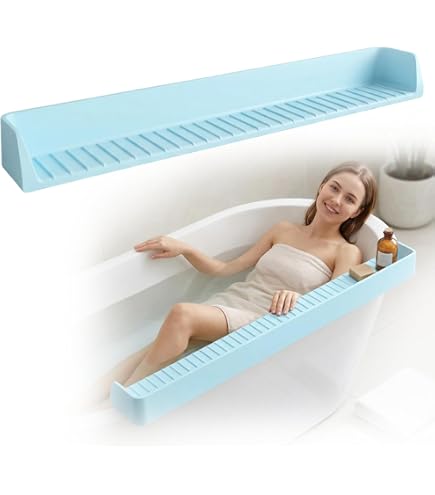 WSNDM Badewanne Spritzschutz, Mit Saugnäpfen, Silikon-Spüle Spritzschutz Für Waschbecken Badewanne, Badewannenablage Und Organizer Für Badespielzeug, Badewannenspritzschutz Spielregal Bereich Küche, Haushalt & Wohnen