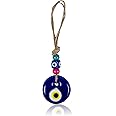 VKORA Handmade Evil Eye Hanging with Multicolor Beads for Car Home Shop Office Glass 4cm Diameter in Yellow Color