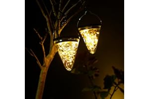 DAWALIGHT Lanterna Solare da Esterno 2 Pezzi 50 Luci a Filo 3000K Bianco Caldo 3 Modalità Lampada Sospesa Solare IP55 Impermeabile per Giardino Natale Feste Patio Eventi Esterni Decorazioni Matrimoni
