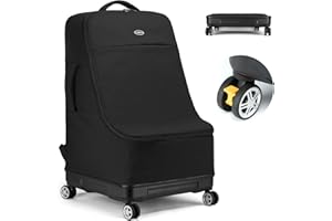TUGUAN Car Seat Travel Bag for Aeroplane with Wheels, Foldable Child Seat Transport Bag, Children's Car Seat Backpack, black, car seat travel bag with wheels