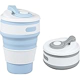 MommyLove 2 Pack Silicone Collapsible Cups(350ML Each) BPA-Free Reusable Travel Cup, Sport Bottle with Lids - Lightweight/Lea