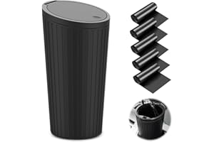 Gigmeta Cestino per Auto con Coperchio, Pratico Mini Cestino per Rifiuti, Cestino per Auto con 5 Rotoli di Foderine per Casa, Ufficio, Camera Da Letto
