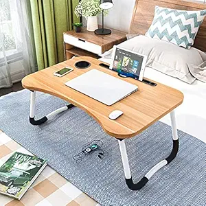bynol Multi-Purpose Laptop Desk for Study and Reading with Foldable Non-Slip Legs Reading Table Tray, Laptop Table, Laptop Stands, Laptop Desk, Foldable Study Laptop Table (Wood)