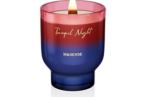 ‎M&SENSE M&SENSE Duża świeca zapachowa 470 g, spokojna noc z trzeszczącym drewnianym knotem, palące się przez 95 godzin, świece zapachowe z wosku sojowego, luksusowy prezent dla kobiet, nietoksyczna świeca do