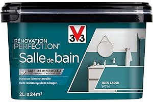 V33 Peinture de rénovation salle de bain, Rénovation perfection Bleu lagon satin 2L
