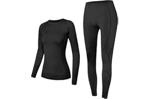 NOOYME Podkład termiczny dla kobiet, warstwa podstawy narciarskiej, odzież termiczna i szybkoschnące legginsy Termiczna podkład dla kobiet Zestaw bielizny termicznej