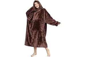 Winkcao Hoodie Decke mit Ärmeln und Kapuze Damen, Decken Hoodie Damen, Weiche Warme Riesen Flanell Kuscheldecke mit Ärmeln, Oversized Blanket Hoodie Tragbare Decke Für Drinnen und Draußen