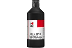 Marabu 15100075073 - Encre pour impression linoléique à base d'eau - Résistante aux taches - Noir - 500 ml - Pour toutes les techniques de haute pression à l'école, les loisirs et le graphisme