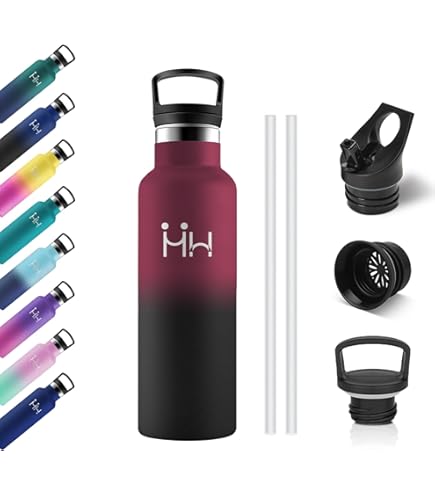HoneyHolly Gourde Isotherme 750 ML, Sans BPA, Bouteille Isotherme, Aislamiento Al Vacío De Doble Pared, Gourde Inox Avec Paille Reutilizable, Bouteille D'eau Metal Para Adultos, Deporte, Oficina, Yoga