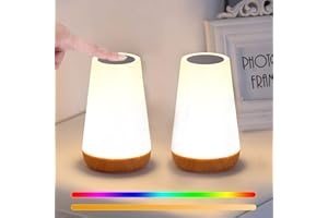 Lightess 2 Pezzi Lampada da Comodino Touch, Luce Notturna Bambini con Telecomando, USB Ricaricabile 13 Colori RGB Dimmerabile 3 Modi Lampada da Scrivania a Batteria