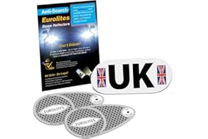 Family Motoring & Leisure Euro Headlamp Beam Deflectors Eurolites Headlight Adaptors + Magnetic UK Plate Silver White Compatible For All Vehicles