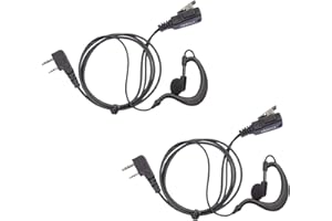 COODIO 2 x Oreillette 2-Pin Style G KIT PIéTON Écouteur Casque Microphone pour Kenwood Baofeng UV-5R, UV-82 Midland Wouxun Radio
