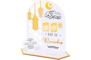 Ramadan Advent Calendar, Yotako Acrylic Ramadan Mubarak Countdown Calendars 2025, 30 Days Til Eid Decorations Gifts Ramadan Calendar Decor for Home Table Ramadan Party