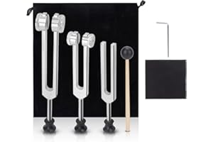 Präzisions Stimmgabel Set 128Hz 256Hz 512Hz Professionelle Aluminiumlegierung für Klangtherapie und Meditation und Chakra Heilung Silikonschlägel Aufbewahrungstasche Yoga Entspannung​
