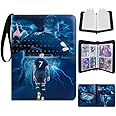 Egmelos Trading Card Binder, PU Leather Football Card Binder, Football Card Holder for 400 Cards, Card Collection Folder with 50 Sleeves, Zipper, Binder Album for Baseball Cards, Sports Star Cards