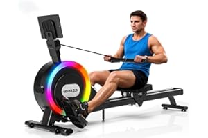 DMASUN Máquina de Remo para Casa, 16/32 Niveles de Resistencia, Remo Magnético Silencioso con App Corriente Principal, Rieles Dobles Mejorados para Mayor Estabilidad