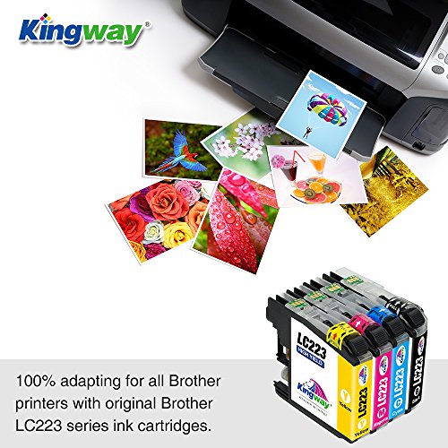 kingway Ersatz für Brother LC223 Hohe Kapazität Tinten Patronen mit neuesten Aktualisiert Chips für Brother dcp-j4120dw mfc-j5320dw mfc-j4625dw dcp-j562dw mfc-j4620dw mfc-j5720dw mfc-j480dw mfc-j5620dw mfc-j4420dw mfc-j5625dw mfc-j680dw mfc-j880dw Serie Drucker – (1 schwarz/1 x Cyan/1 x Magenta/1 x Gelb) 4 Stück - 7