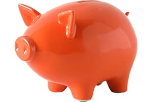 GOPIGITO Huchas Originales para Niños Adultos, Infantil Hucha Cerdito, Personalizada Boda Hucha Grande, Cajero para Ahorrar, Originales Regalos para Parejas, Festivales, Alcancias para Adultos (Naranja)