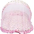 Mee Mee Soft Cushioned Baby Mattress Set with Mosquito Net and Pillow (Large) | 100% Cotton Travel-Friendly Baby Bed (Red) (Light Pink)