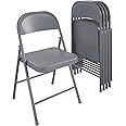 CoscoProducts COSCO SmartFold All-Steel Folding Chair, 4-Pack, Grey