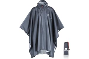 Anyoo Waterproof Rain Poncho weight Reusable Hiking Rain Coat Jacket with Hood for Boys Men Women Adults, A grey, L